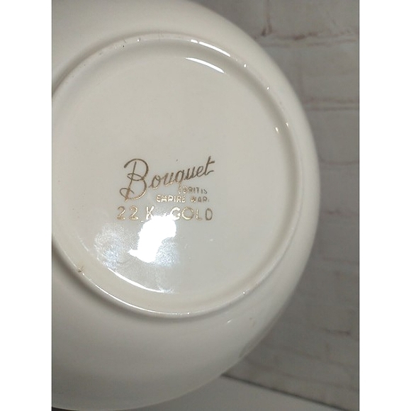 Vintage British Empire Ware "Bouquet" Floral Bowl 22k Gold Gilt 8.5" - Picture 7 of 7